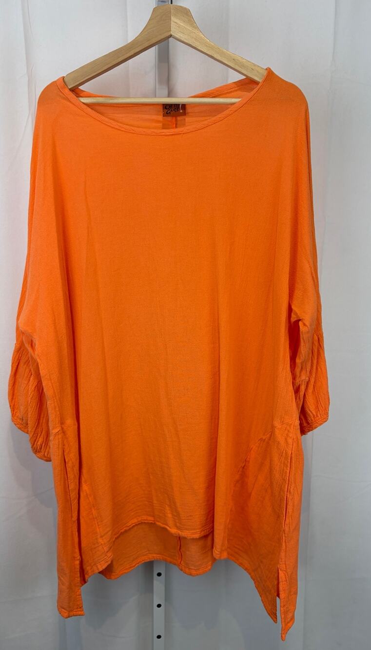OH MY GAUZE Dolman 3/4 Sleeve Tunic Top Pullover Cotton Orange Size 3 1X XXL